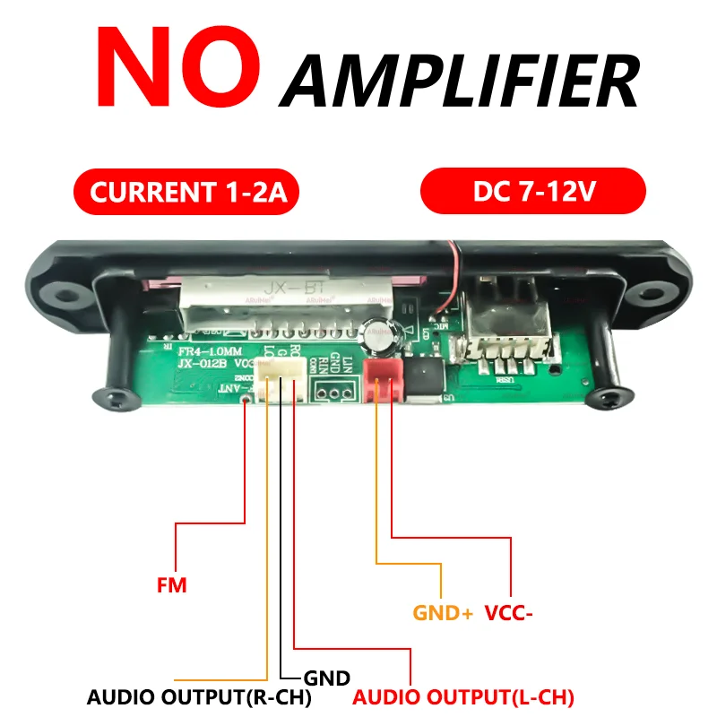 2PCS Bluetooth 5.0 Audio Amplifier Receiver Kit with Remote Control, Compact Plastic Case, DC 7-12V for Car Home DIY