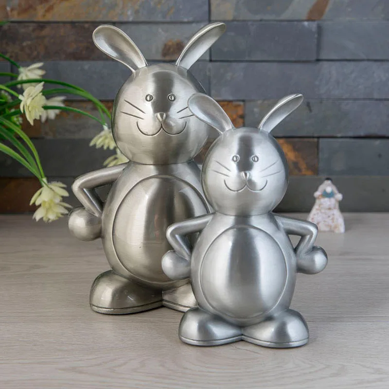 small/Large size lovely rabbit metal coin bank Savings box for coins caixa de armazenamentoSNG017