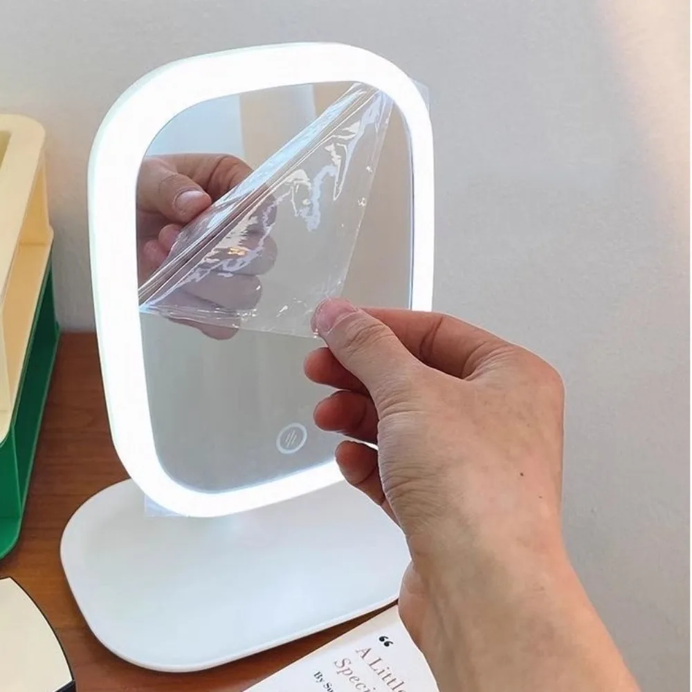 Roterende LED-cosmetische spiegel met dimbaar driekleurig licht Aanraaksensorschakelaar LED-make-upspiegel verstelbaar