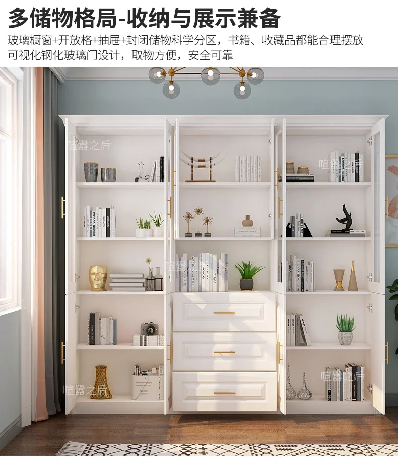 Simple Modern Bookcase Floor with Glass Door Home Study Student Bookcase Shelf