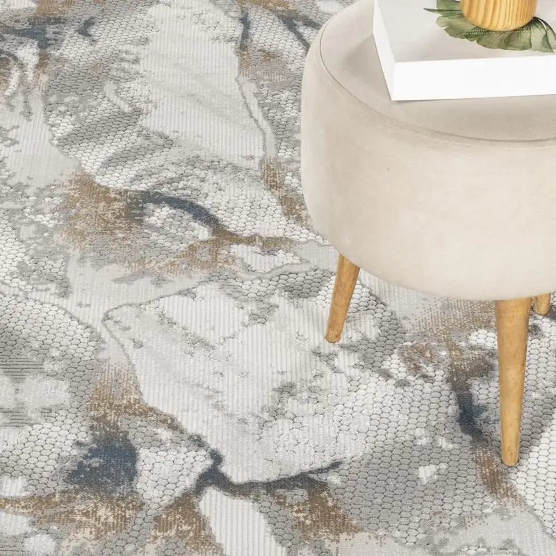 سجادة منطقة هندسية رمادية 7 أقدام 10 بوصة × 10 أقدام 6 بوصات مثالية لأي غرفة #3