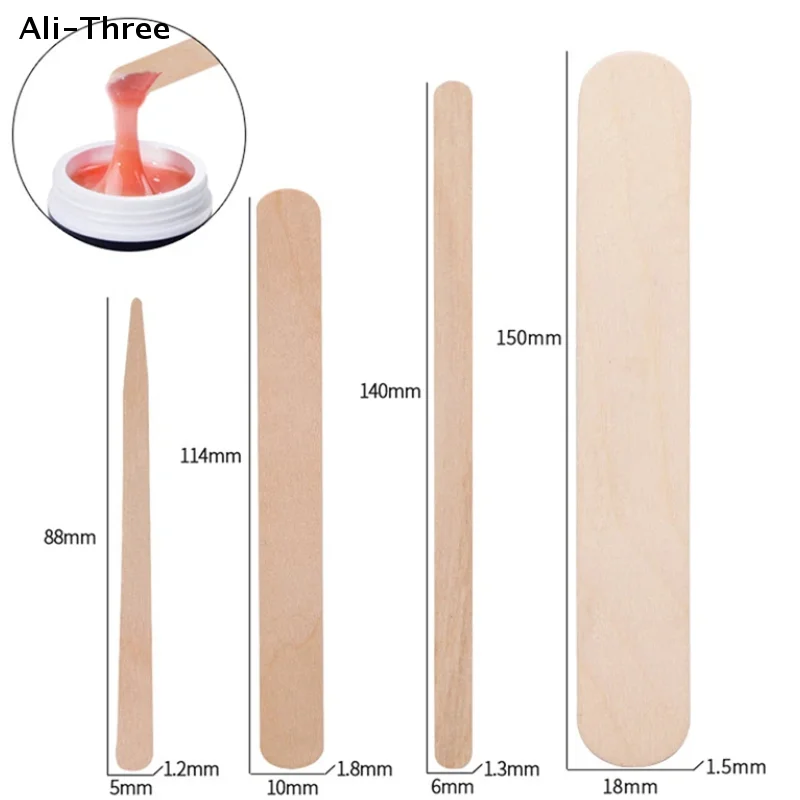 

100 шт. деревянных палочек для депиляции, одноразовые шпатели для воска, деревянные палочки для лица и бровей, инструмент для восковой эпиляции, косметический инструмент