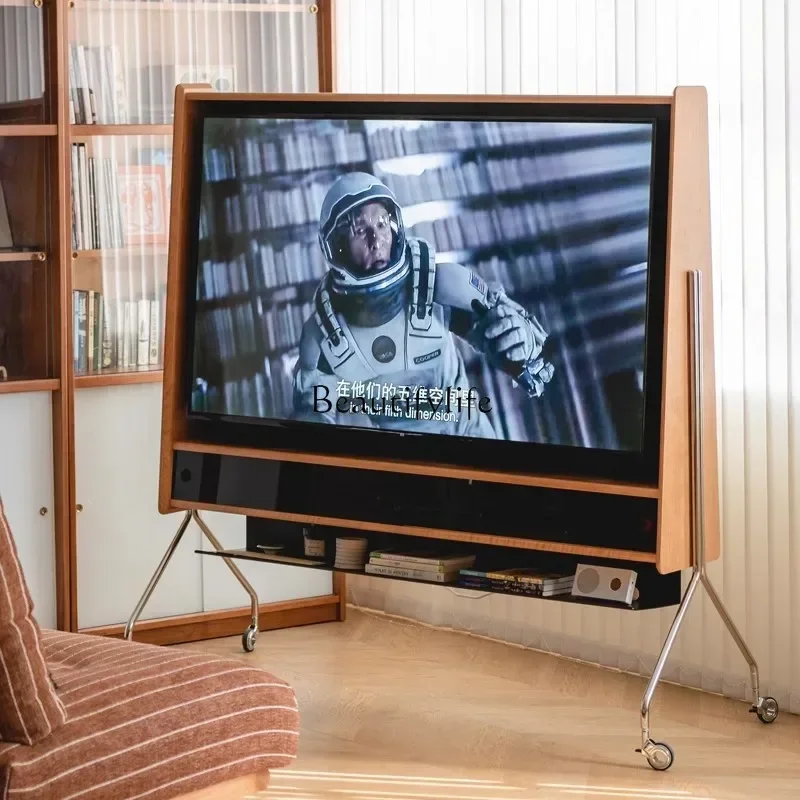 

LXMovable medieval solid wood TV cabinet living room household small apartment