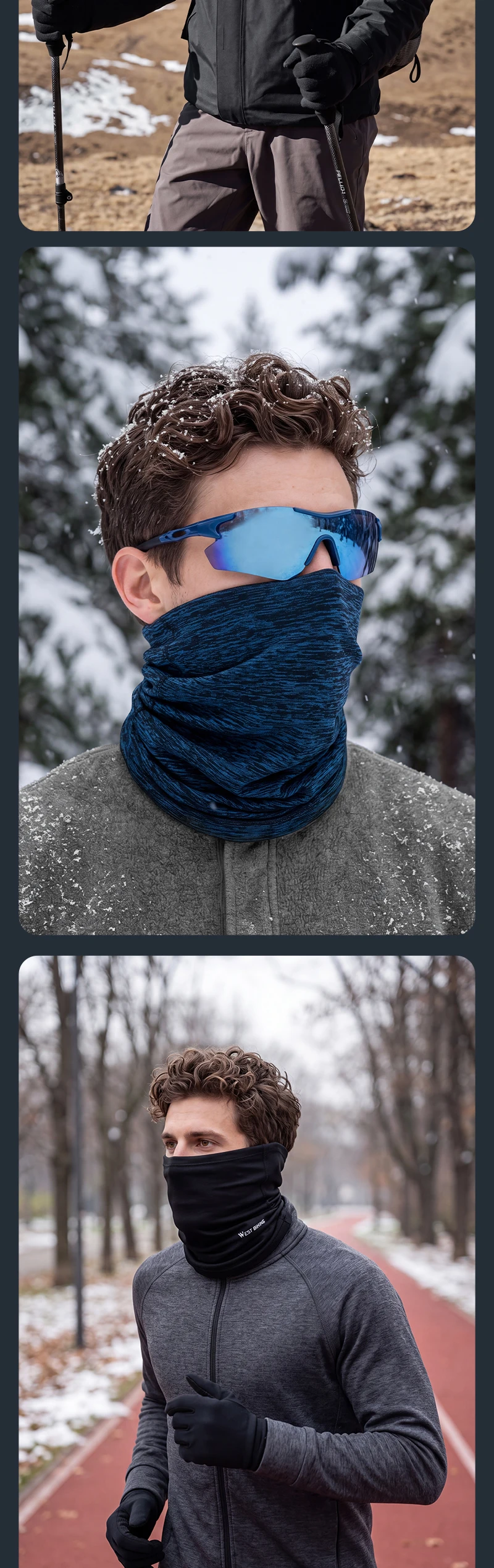 WEST RADFAHREN Winter Fleece Radfahren Schal Outdoor Winddicht Laufen Fahrrad Gesicht Abdeckung Männer Frauen Fahrrad Bandana Sport Headwear – Detail 10