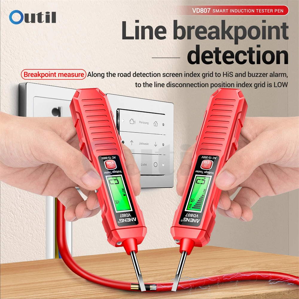 AC12-300V ذكي التعريفي شاشة ديجيتال قياس القلم الجهد قياس اقلام الفحص مع إنذار ضوء الصوت صفر سلك حي #5