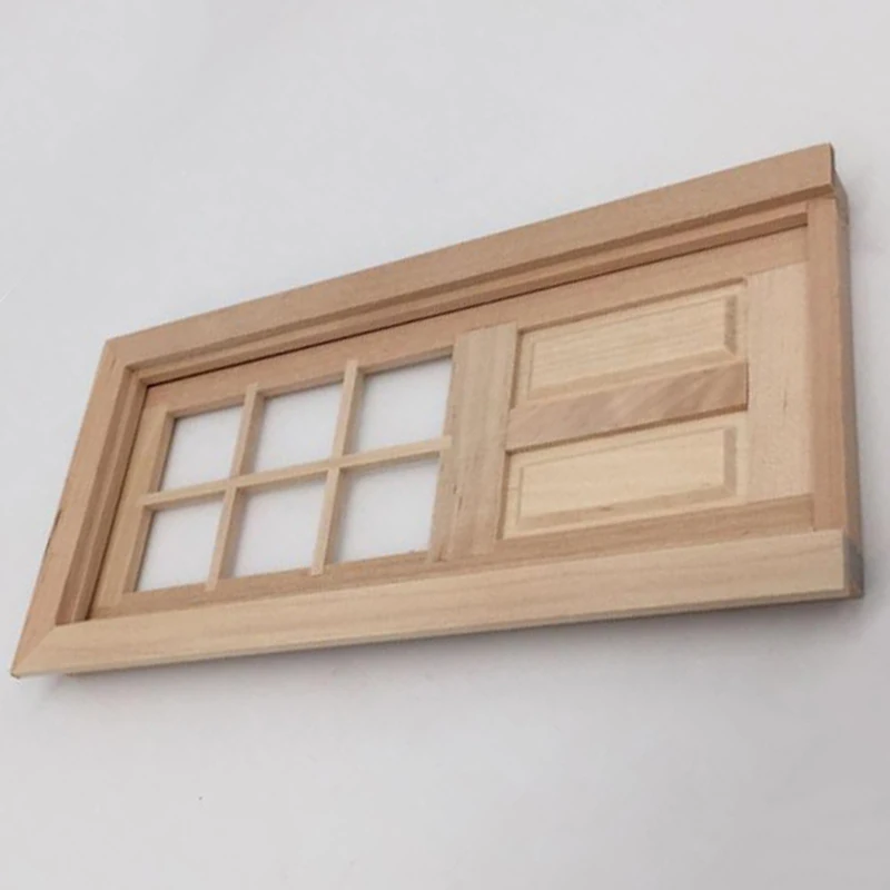 1/12 casa delle bambole in miniatura in legno porta singola esterna non verniciata accessori per porte e finestre fai-da-te modello 6 porte a griglia con finestre in PVC