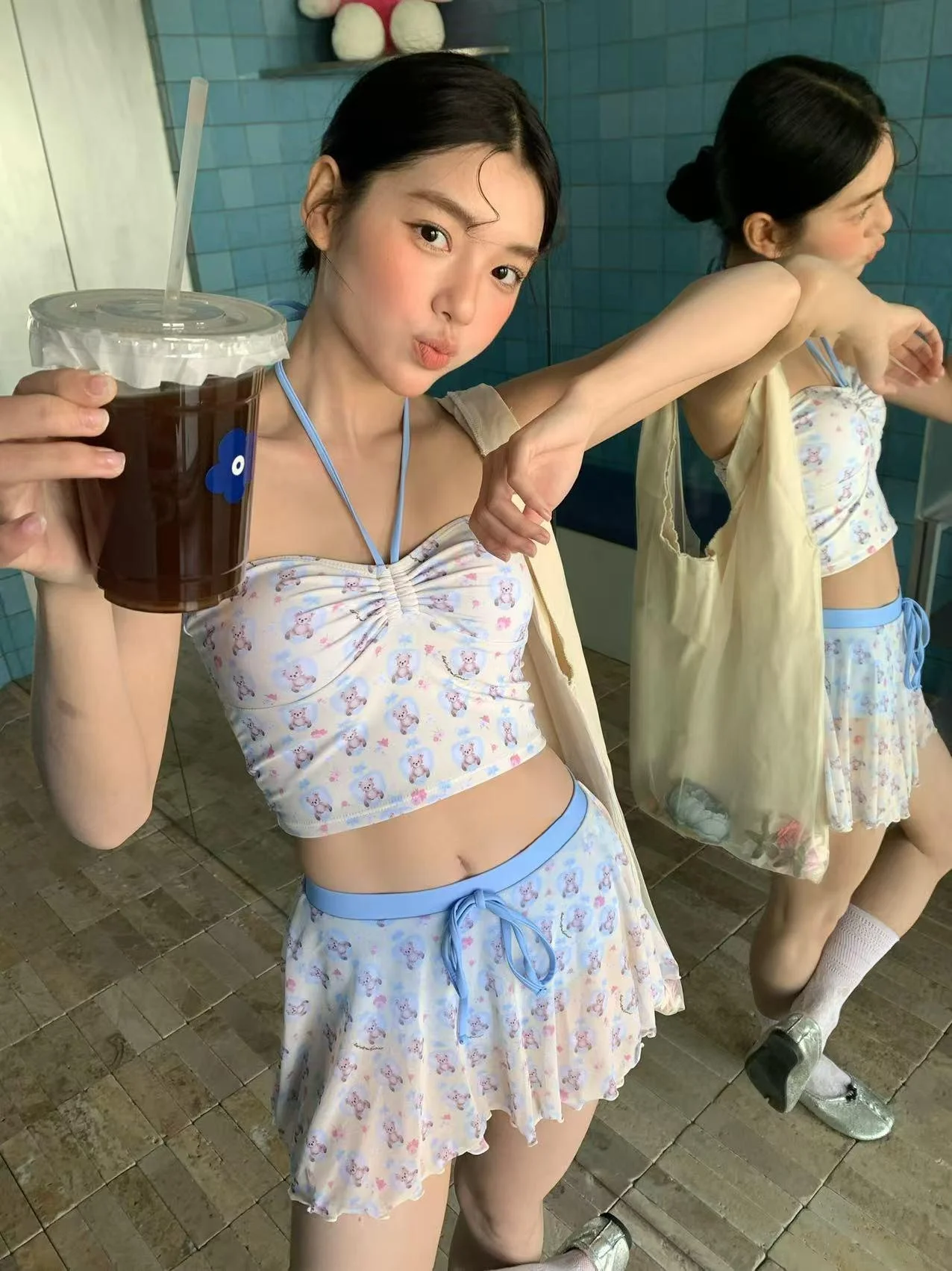 

SVO Korean Sle Cute Girl Bikini Swimsuit Women's Small Chest Slimming Thermal Spring Vaion Resort Strapl Sexy