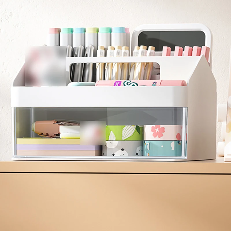 Desktop Compartment Storage Box Transparent Plastic Drawer Creative Multifunctional Student Pen Organizer Box