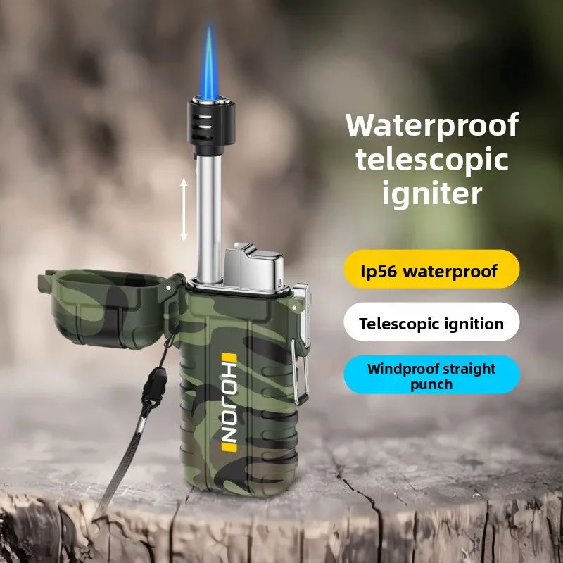 

Outdoor Camping Ignition Waterproof Lighter with Retractable Ignition Portable Windproof Straight Forward Lighter 2025