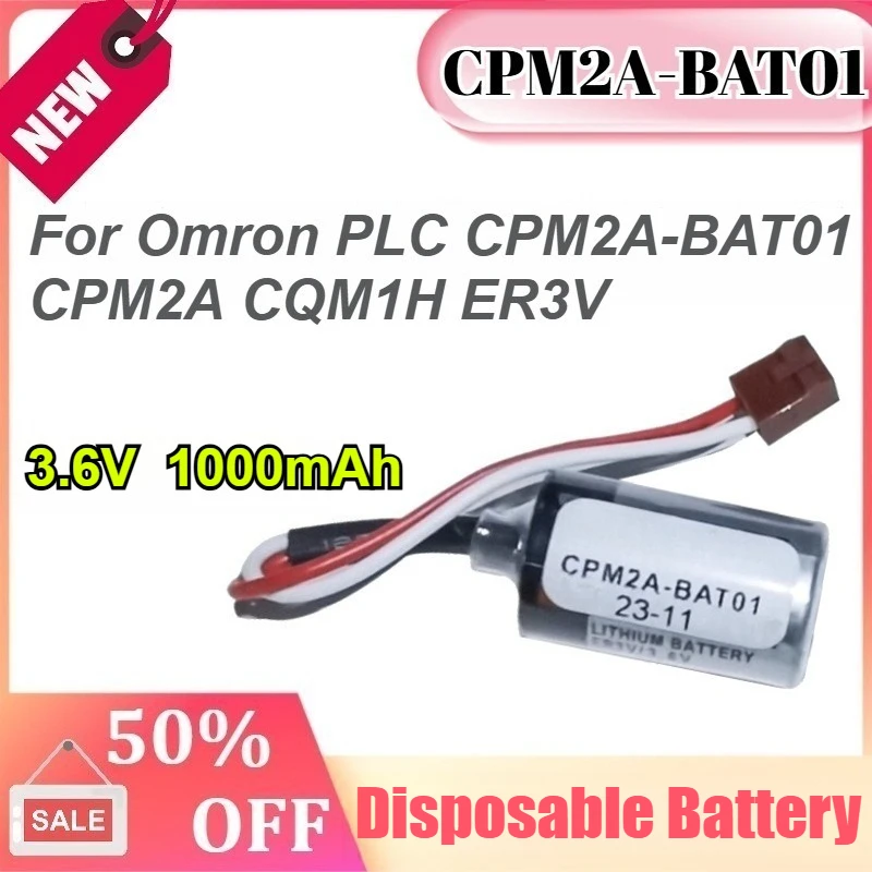 

CPM2A-BAT01 2PCS 3.6V 1000mAh for Omron PLC CPM2A CQM1H ER3V Primary Lithium Disposable Battery