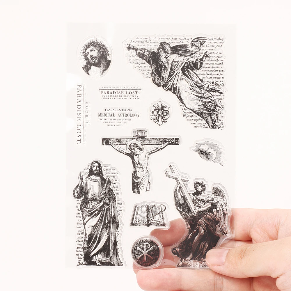 Divine Jesus Series Clear Stamps Journal DIY Scrapbook Handbook Album Labels Decorative Collage Craft Rubber Stamps Aesthetics