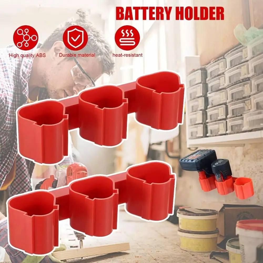 

3 In 1 Battery Holder Connector Wall Mount Wear-resistant Battery Base with Battery Slots Universal for Milwaukee/Makita