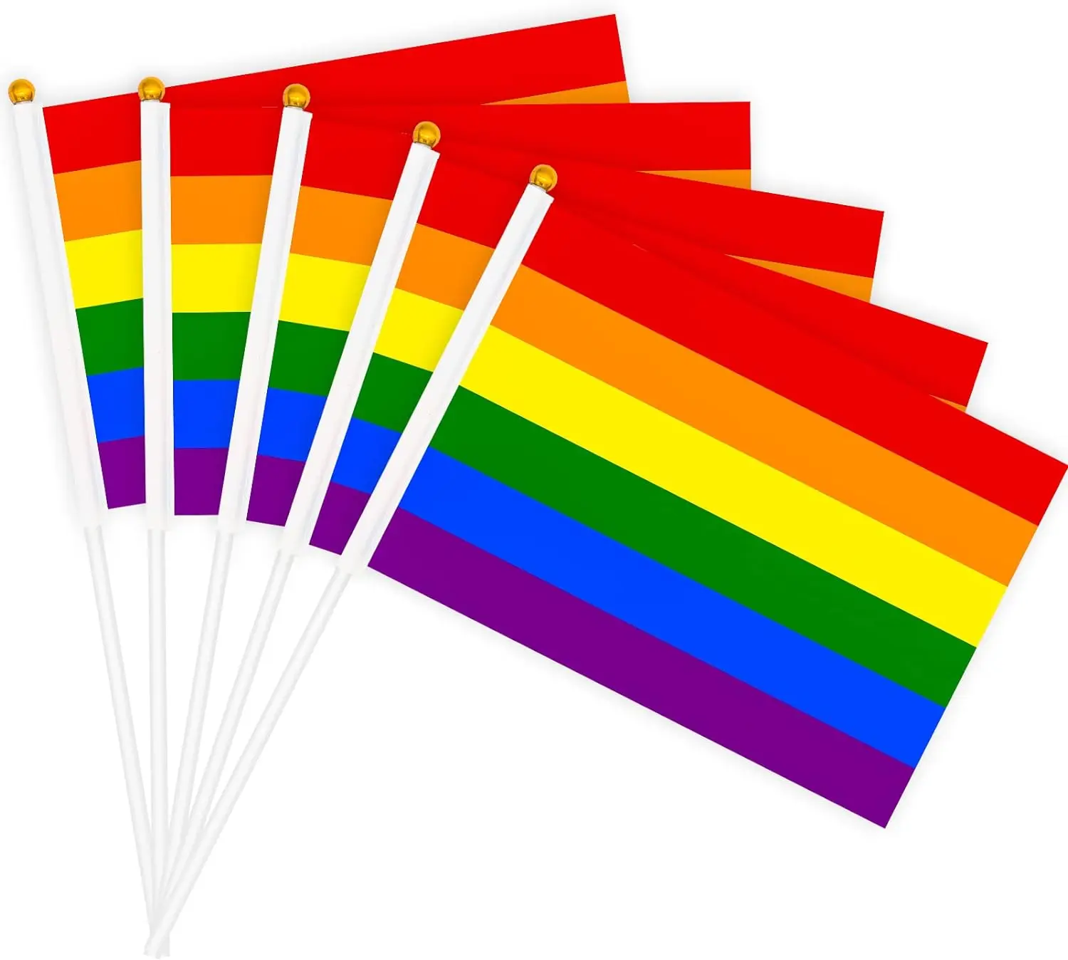 20 Pack Small Pride Flag Stick 21 x 14 cm Handheld Rainbow Pride Flags, Mini Rainbow Gay Lesbian Flag Sticks for Outdoor Parades