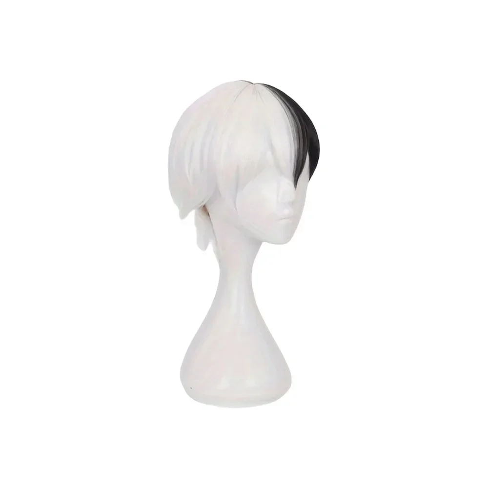 Anime Danganronpa Monokuma Wig Cosplay Costume Short White Black Synthetic Hair Halloween Party Heat Resistant Wigs