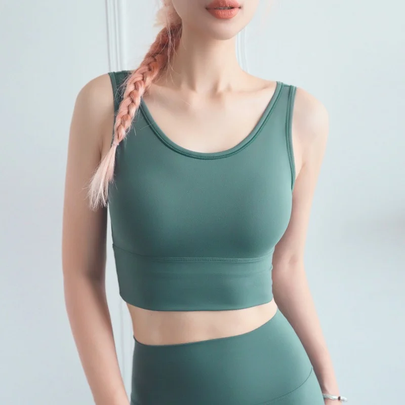 

Aiithuug U Neck Yoga Vest Yoga Crop Bra Gym Crop Top Sports Bra Strappy Cropped Tops Workout Yoga Crop Scoop Neck Fitness Cami