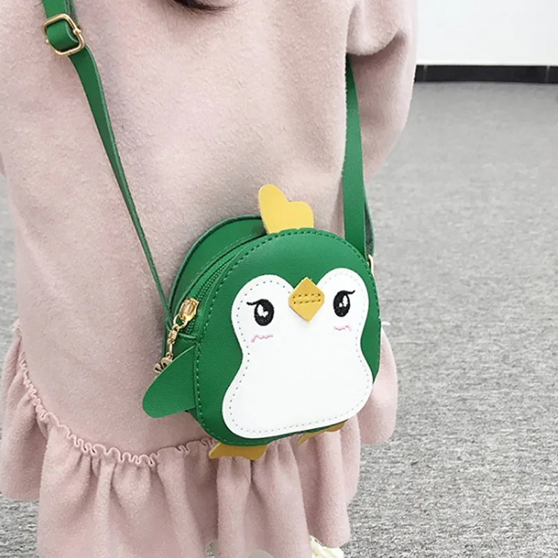 Girls Shoulder Bags Cartoon Penguin Coin Purse Cute Zipper Children Coin Wallet Card Messenger Bags