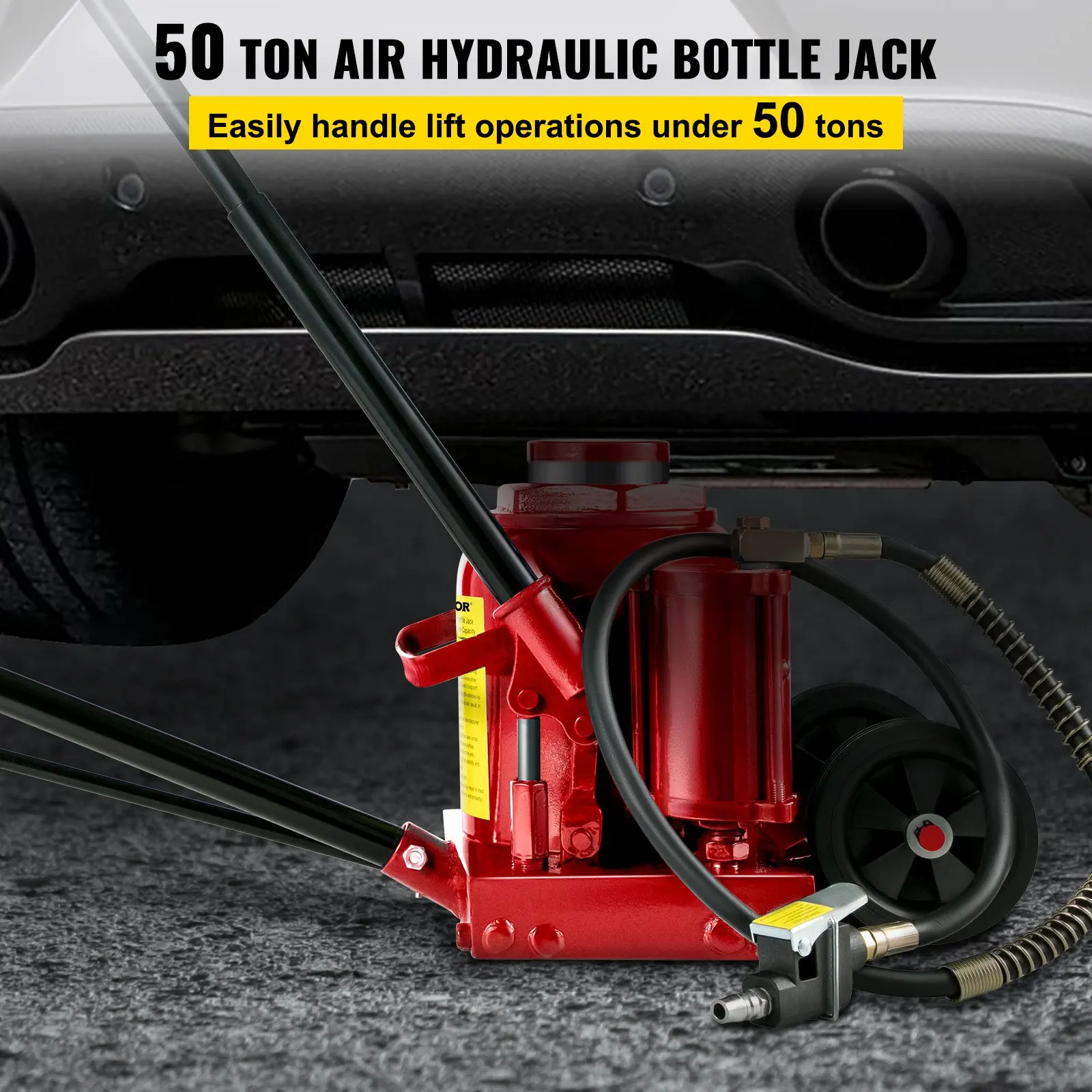 Air Hydraulic Bottle Jack 50 Ton Pneumatic Jack Manual 110200lbs Heavy Duty Auto Truck RV Repair Air and The Hydraulic Jack 50T