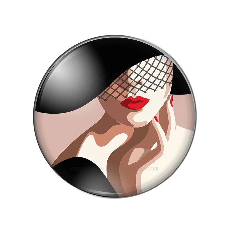 OMGALA Fashionable Modern Girl Picture 12mm/14mm/16mm/18mm/20mm/25mm Round Photo Glass Cabochon Demo Flat Back Making Findings
