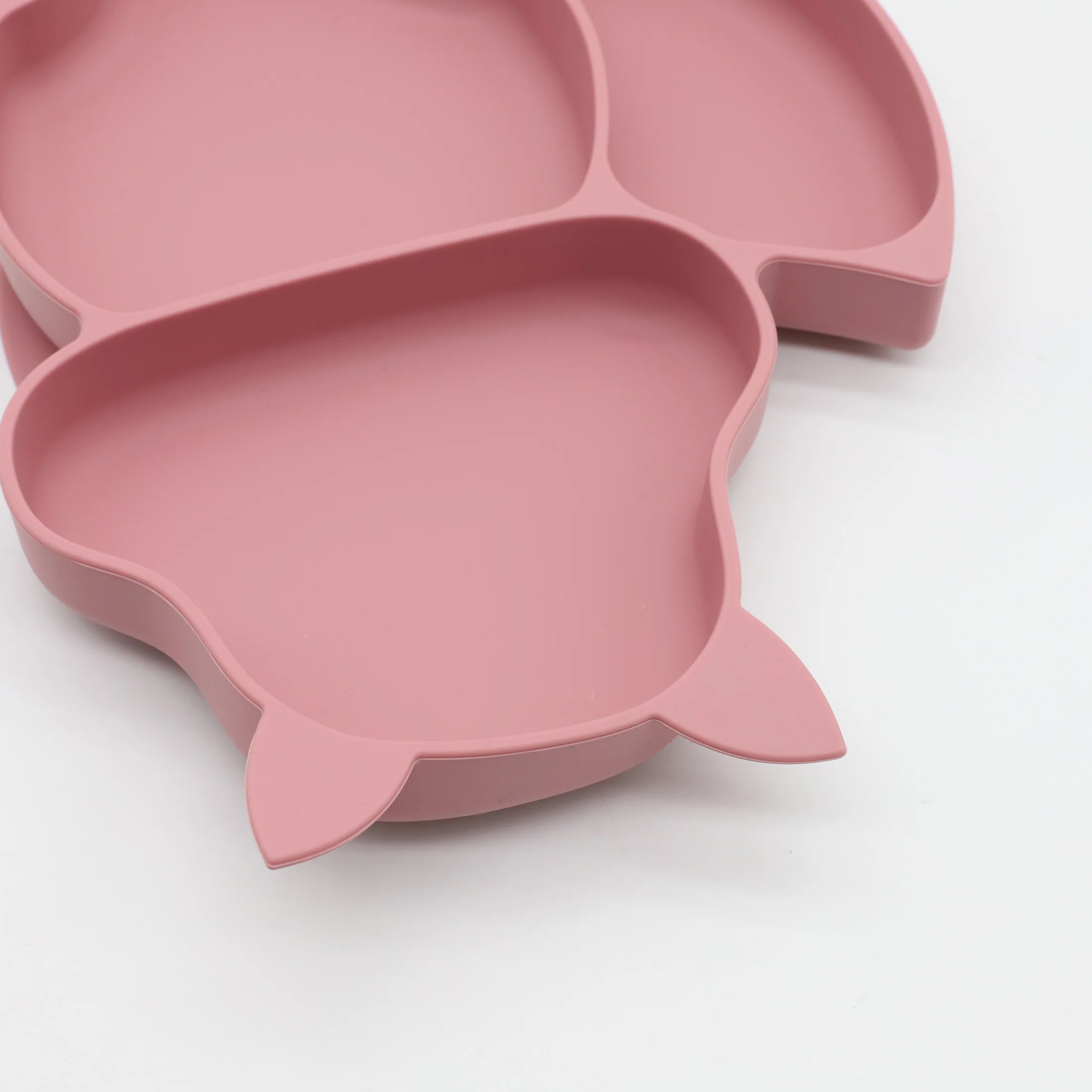 실리콘 다람쥐 저녁 식사 접시, 강한 흡입 실리콘 스푼 포크 커트레이 세트, 아기 보완 식품 도구, 3 개