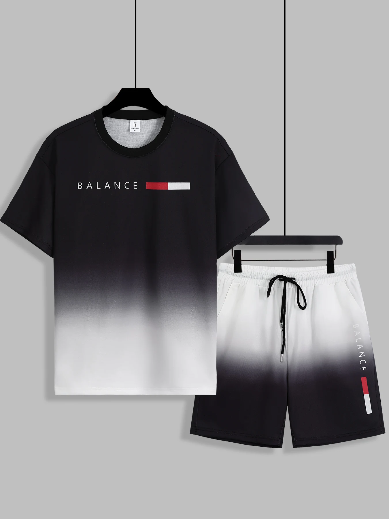 

Ombre Black & White Set, Fresh Summer Two-Piece Outfit