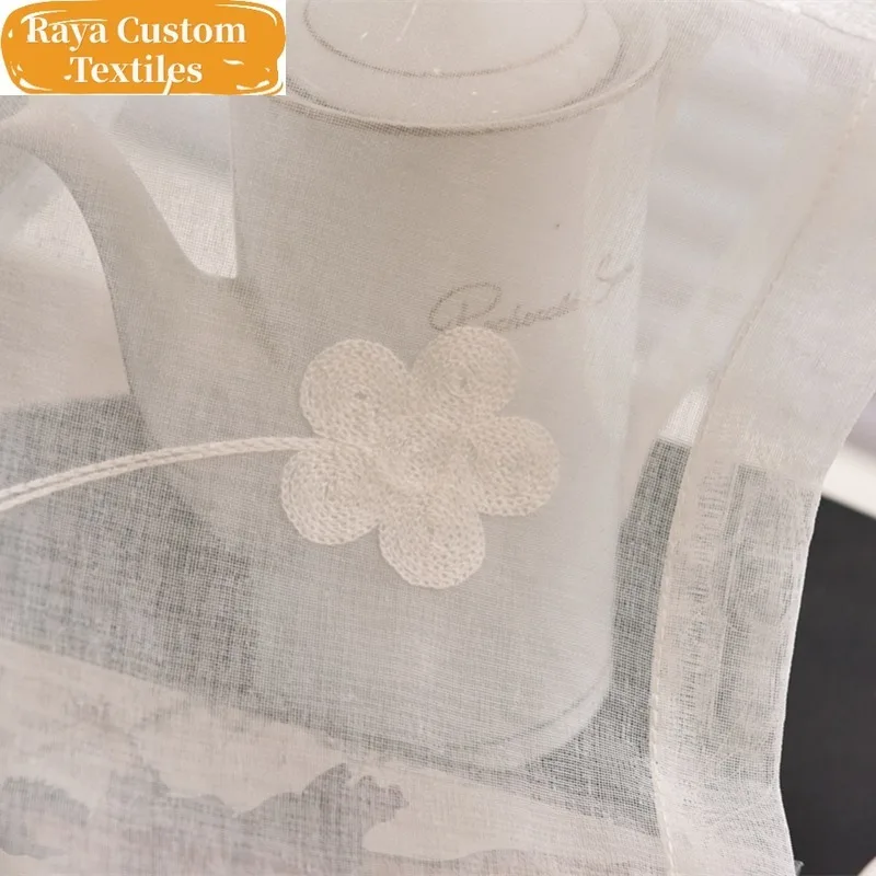 

Custom Size！！European Elegant Linen Embroidered Cotton Linen Pastoral Curtains for Living Dining Room Bedroom Decor Window