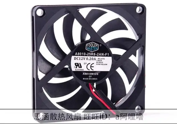 

Cooler Master A8010-25R8-2AN-F1 DC 12V 0.20A 80x80x10mm 2-Wire Server Cooling Fan