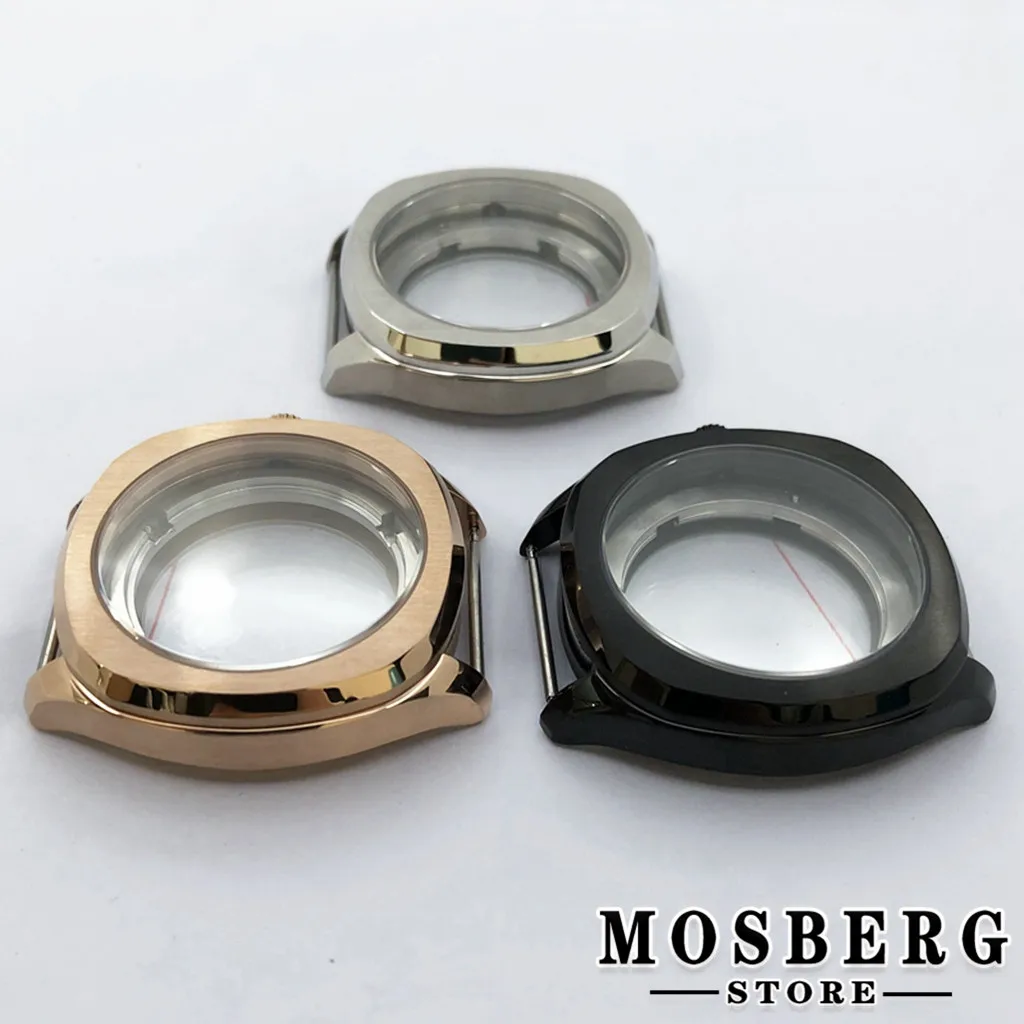 40mm Watch Case Silver Black Solid 316L Stainless Steel For NH35 NH36 ETA2836 ETA2824 Miyota8215 8205 821A DG2813 PT5000