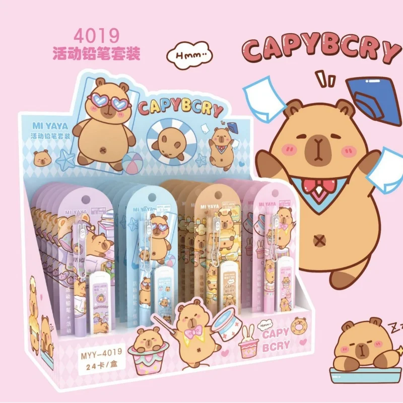 24 set/lot Kawaii Capybara Mechanical Pencil Cute 0.5mm Drawing Writing Automatic Pen School Office Supplies