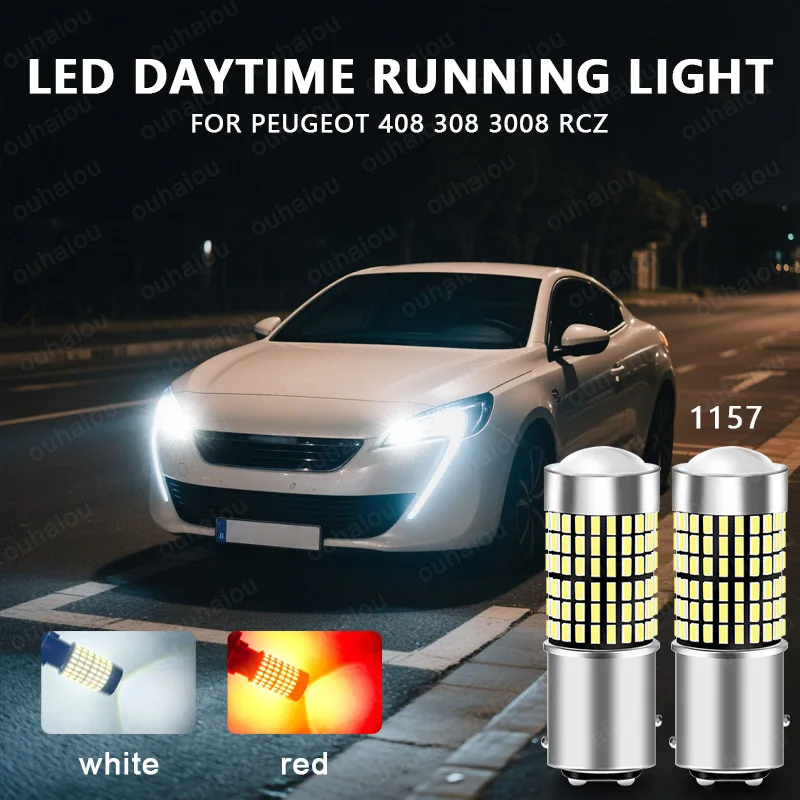 

2pcs LED Daytime Running Light DRL Bulb Lamp Canbus No Error P21/5W 1157 BAY15D For Peugeot 408 308 3008 RCZ