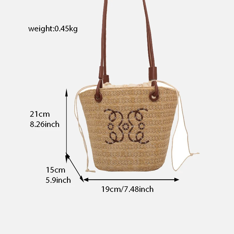 England Style City Handbags for Women Luxury Designer Wicker Straw Shoulder Bucket Bag 2024 Fashion Trend Crossbody Tote Bag