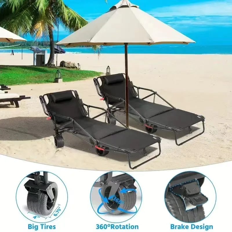 Multifunctional Foldable Utility Wagon & Recliner Chair Portable Outdoor Camping Cart for Beach Fishing Picnic