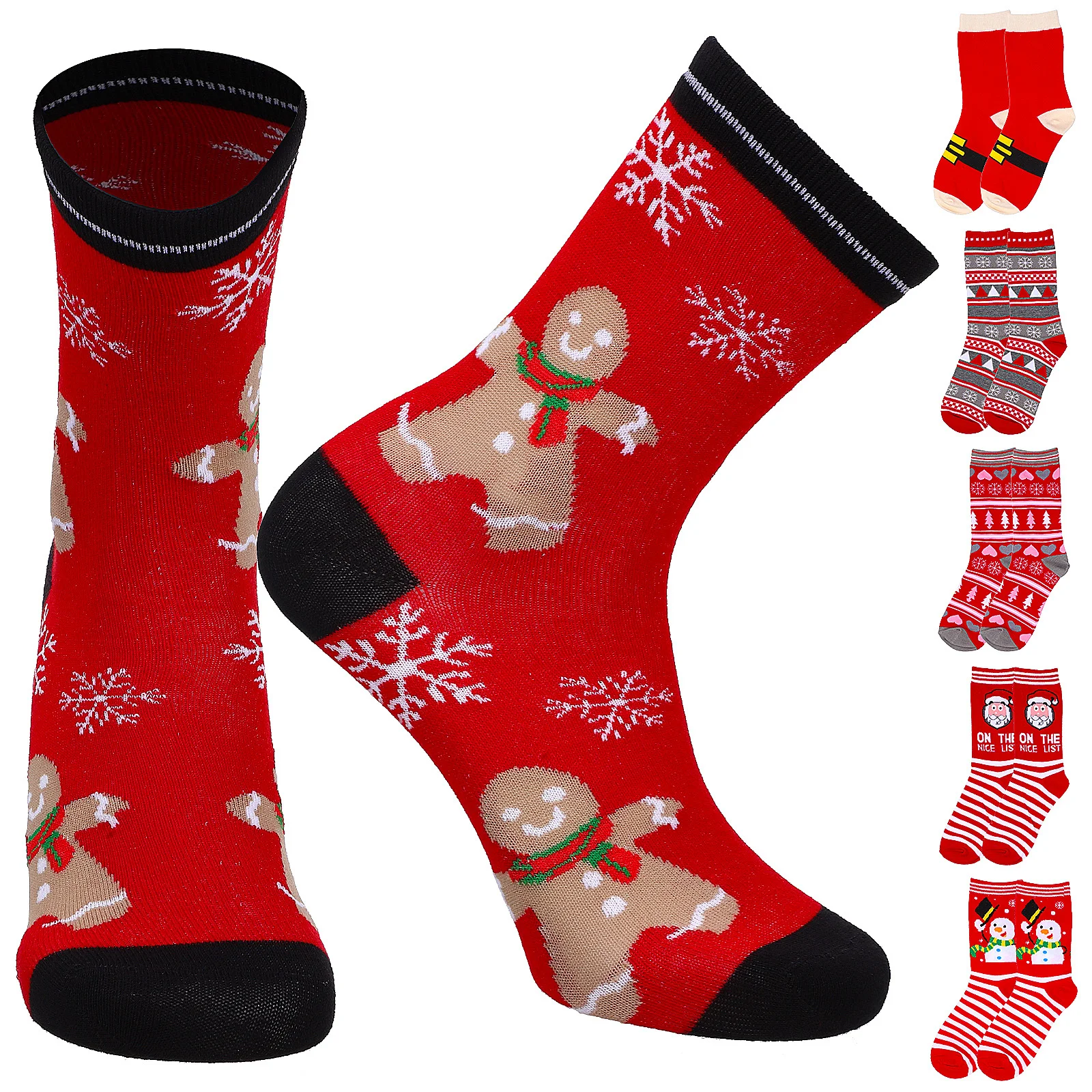 6Pairs Long Tube Socks Festive Christmas Style Soft Casual Socks Colorful Unisex for Men Women Comfortable Holiday Wear