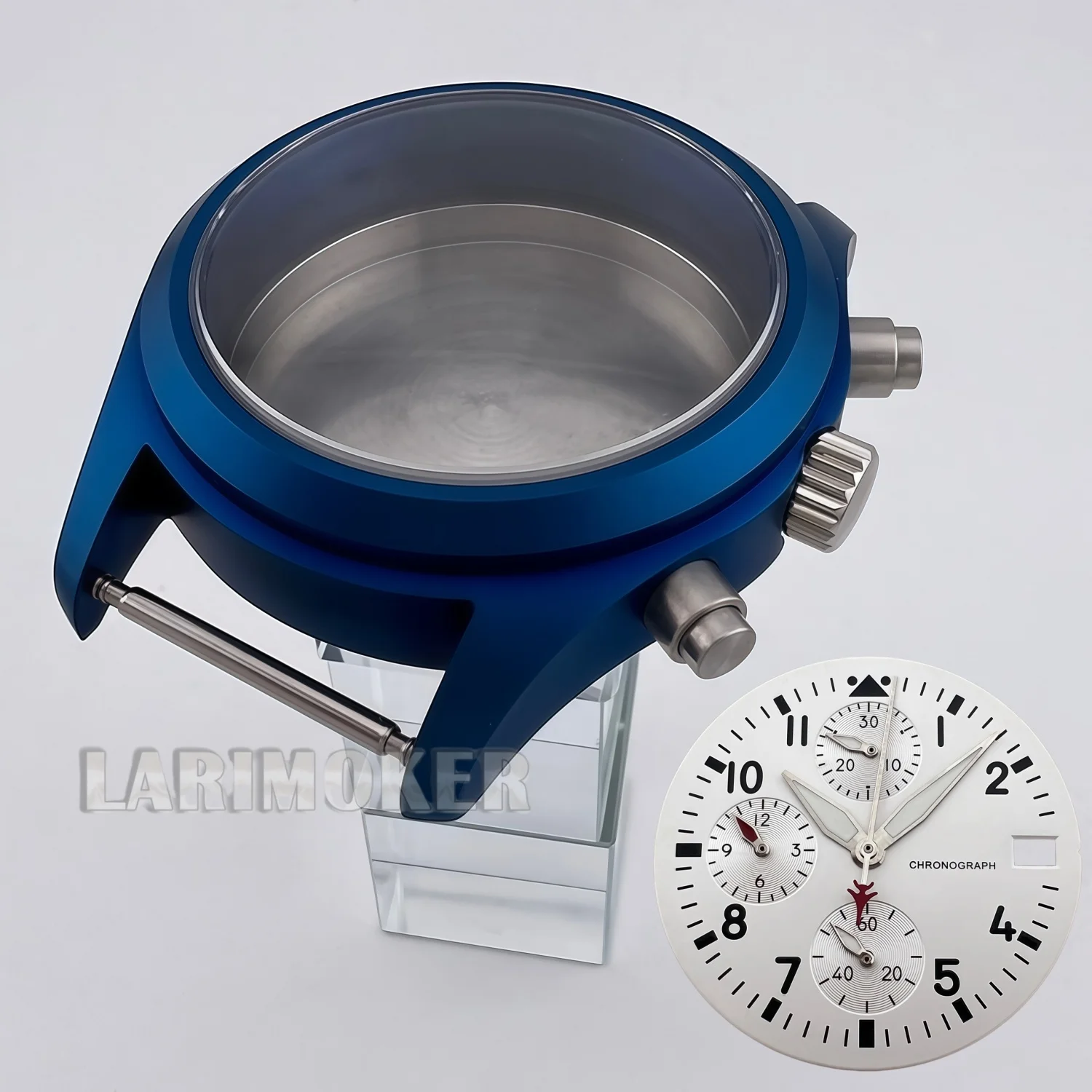 38mm Adapted To VK67 Quartz Movement Case+Dial Dome Sapphire Glass Chronograph Stainless Steel Case Modification Accessories.