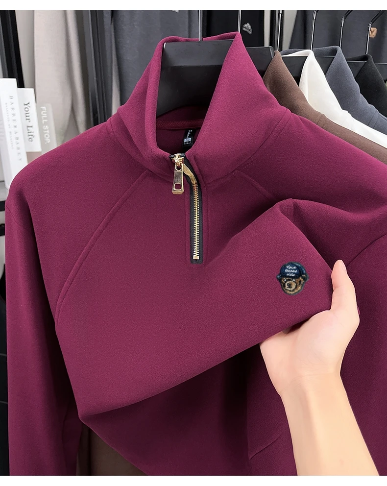 المبيعات الساخنة الكرتون الدب التطريز سستة البلوز ضوء العلامة التجارية الفاخرة الرجال هوديس جديد الخريف موضة بسيطة ملابس رجالية غير رسمية #5