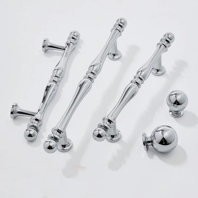Chrome Brass Cabinet Handles Polished Silver Door Knobs Wardrobe Ball Pulls Furniture Bar Handle