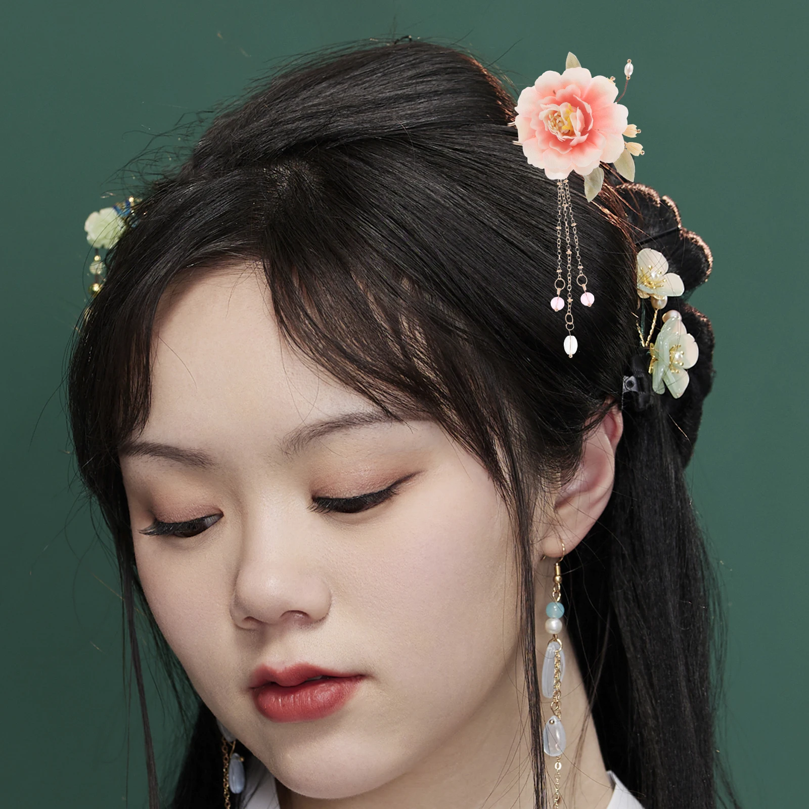 

2 Pcs Hair Accessories Vintage Floral Pin Stick Bridal Chinese Style Ancient Clip Headdress Fork