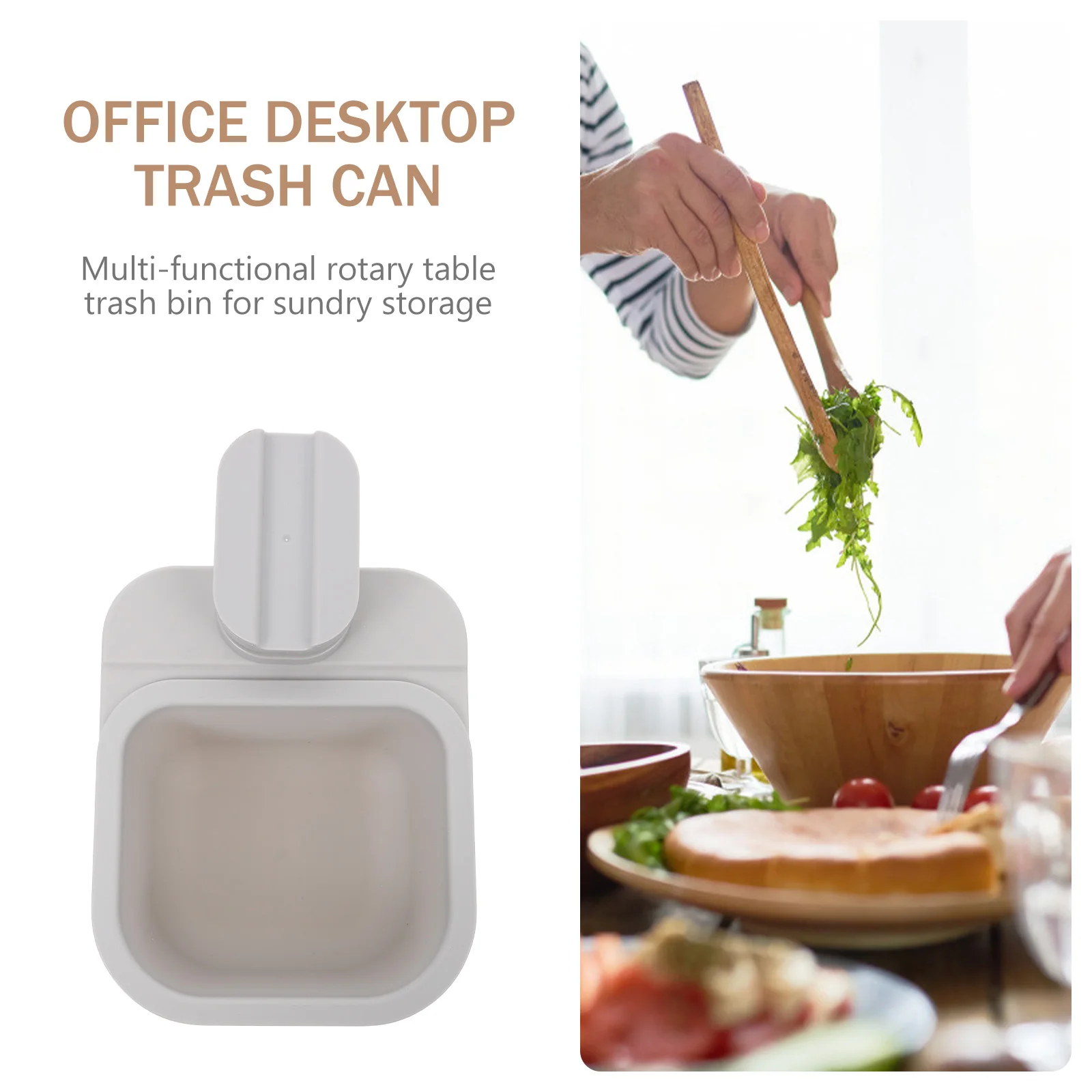 

Rotatable Trash Bin Abs Desktop Sundry Storage Box Office Bedroom Bathroom Kitchen Clipping Table Waste Container Rotary