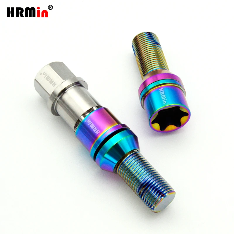 HRMin Gr.5 titanium floating washer Cone seat anti-theft wheel bolt titanium bolt M14*1.25*28mm For BMW MINI Rolls-royce