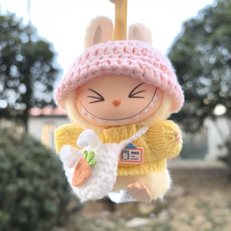 17cm Mini Doll'S Clothes Outfit Accessories For Korea Kpop Exo Labubu Idol V1 V2 Knit Sweater Hat Crossbody Bag Accessories