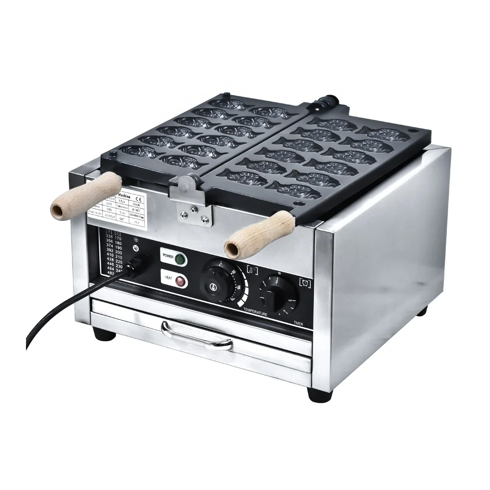 12 Fish Waffle Maker, Non-stick Stainless Steel Waffle and Pancake Machine, Temperature and Time Control