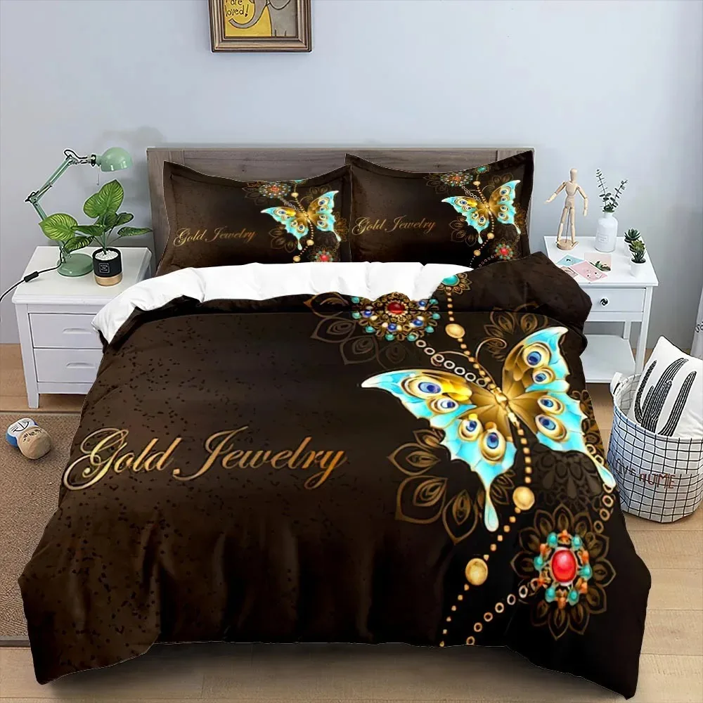 Butterfly Flower Bedding Set Boys Girls Twin Queen Size Duvet Cover Pillowcase Bed Adult Fashion Home Textileextile