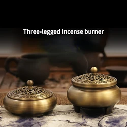 Three-legged Pure Copper Incense Burner Home/Temple/Buddhist Hall/study/office/tea Room/yoga Room Aromatherapy Tool Accessories
