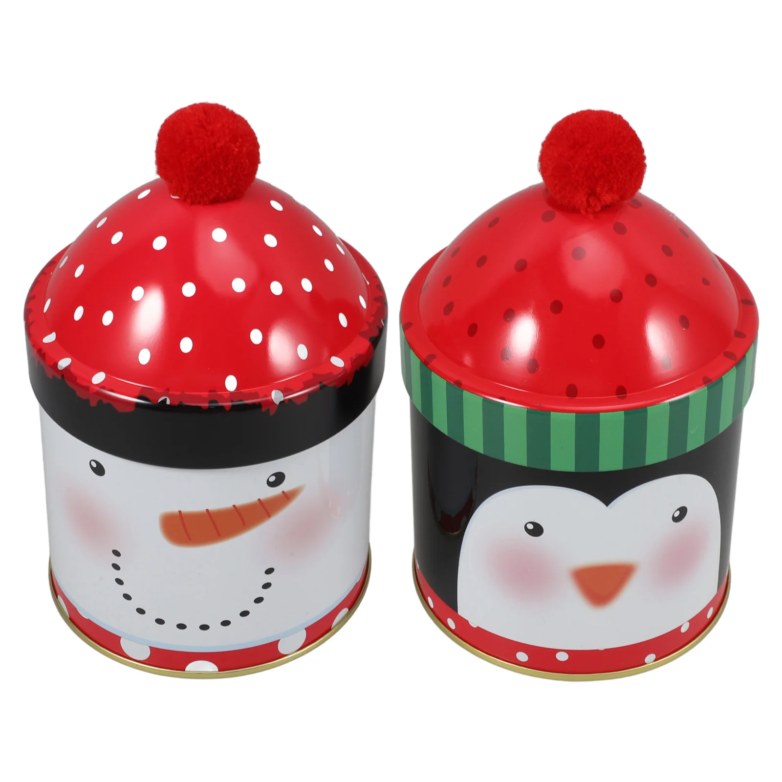 

2 Pcs Christmas Cookie Jar Holiday Tins Cute with Lids Candy Case Tray Metal Storage Box