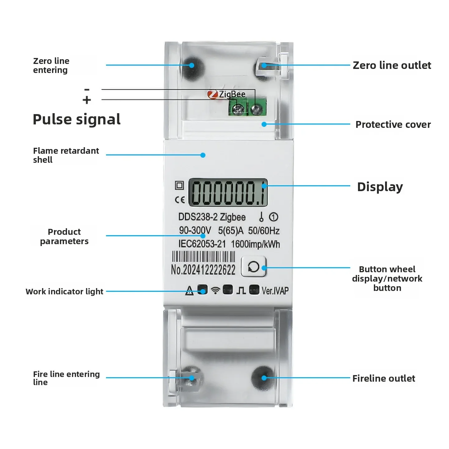 

2026 Supplying Tuya Single Phase Electric Meter Zigbee Energy Meter
