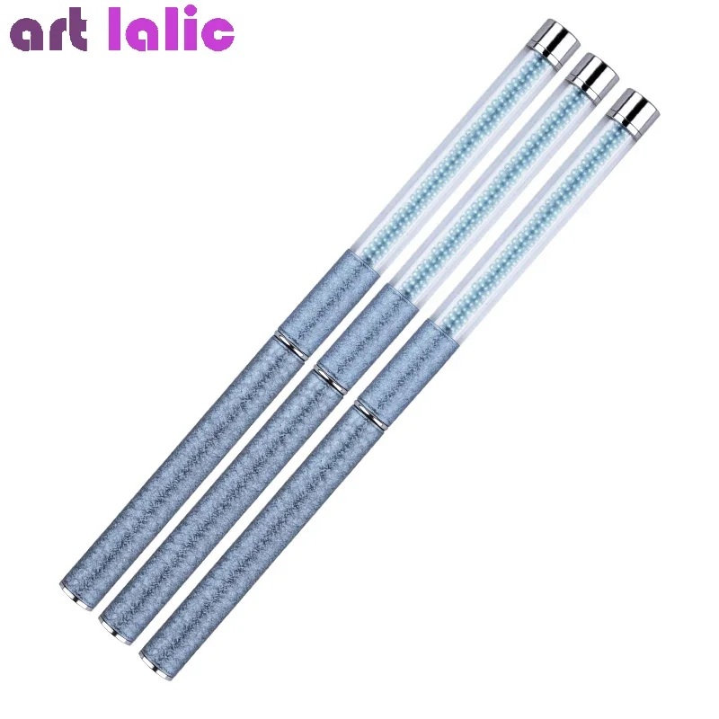 Blue Pearl Rhinestone Acrylic Nail Art Pen UV Gel Brush 3D Painting Drawing Liner Professional Manicure Tool for Nail Artistry