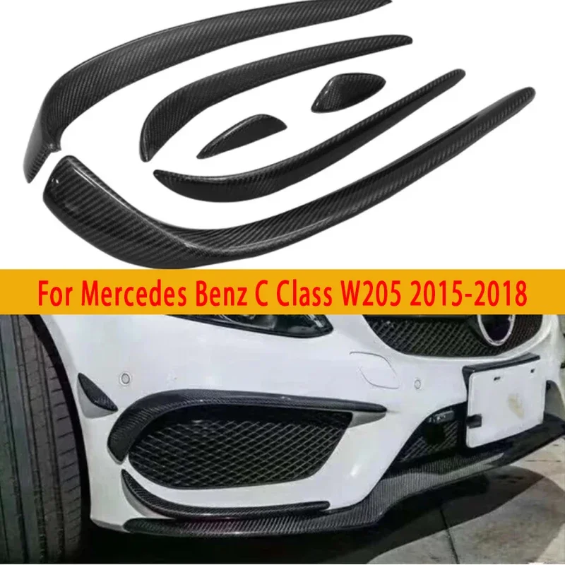 For Mercedes Benz C Class W205 2015-2018 Carbon fiber wind knife fog lamp air vent decorative strip Car Accessories body kit