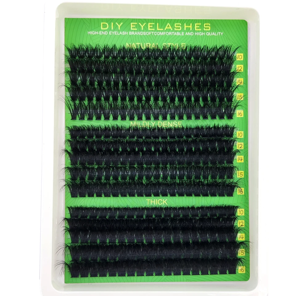 15 filas de racimos de pestañas esponjosos y gruesos 5D 60D-200D, mezcla de 10-16 mm, pestañas individuales wispy, extensión DIY, pestañas postizas 3