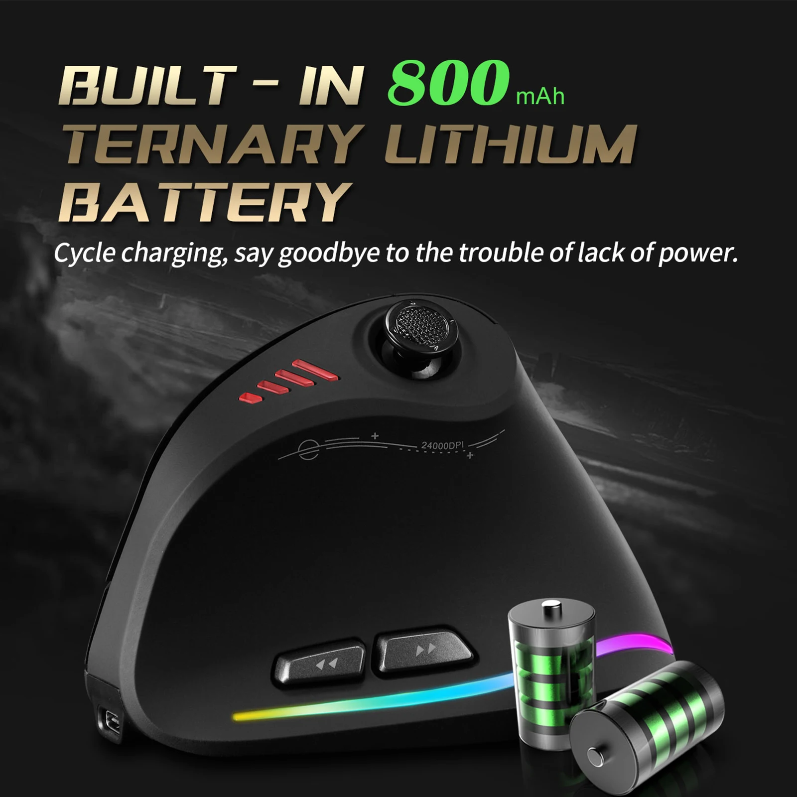 Zelotes 2.4G Wireless Vertical Mouse with Jostik F18 Gaming Bluetooth Mouse 24000DPI Programming Ergonomic Mice for PC Windows