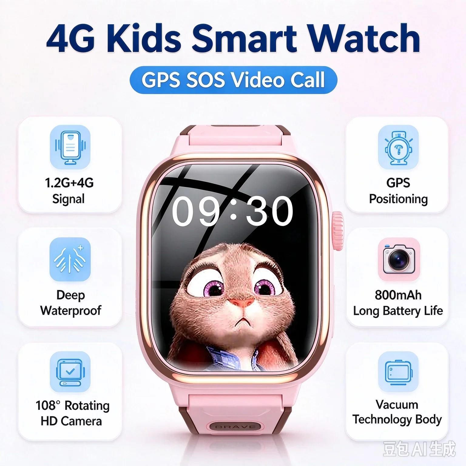 4G Kids Smart Watch Gift Set Children's Smart Watch With GPS SOS Video Call 108° Rotating HD Camera Monitor Tracker Boy Watch