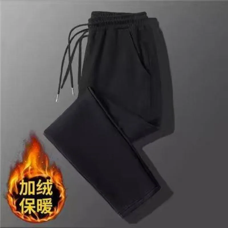 

Cotton Pants Men's Winter Warm Leisure Sports Sweatpants Oversized Long Lambswool Ankle-Tied Fleece-Lined Pants